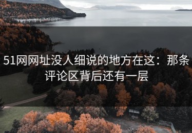 51网网址没人细说的地方在这：那条评论区背后还有一层