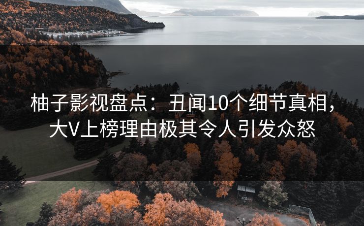 柚子影视盘点：丑闻10个细节真相，大V上榜理由极其令人引发众怒