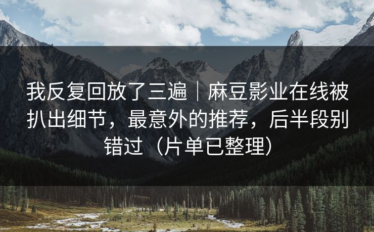 我反复回放了三遍｜麻豆影业在线被扒出细节，最意外的推荐，后半段别错过（片单已整理）