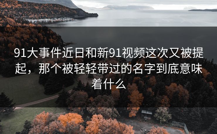 91大事件近日和新91视频这次又被提起，那个被轻轻带过的名字到底意味着什么